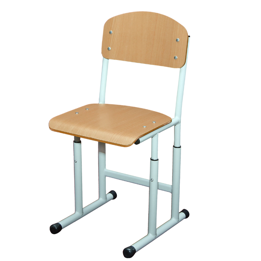 Стілець учнівський полозковий, на круглій металевій трубі, з покриттям фанери пластиком HPL, ростові групи №4-6, АЛМАНТ, 391х430х743-823 мм, (h=380-460 мм).